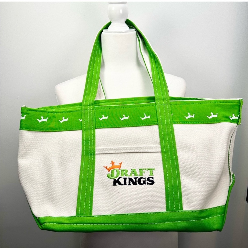 Green and White DraftKings Tote Bag